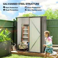 Outsunny 5' x 3' Outdoor Storage Shed, Steel Garden Shed with Single Lockable Door, Tool Storage Shed for Backyard, Grey(m-4)