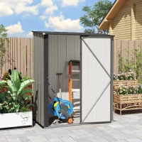 Outsunny 5' x 3' Outdoor Storage Shed, Steel Garden Shed with Single Lockable Door, Tool Storage Shed for Backyard, Grey(m-9)
