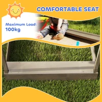 Outsunny Outdoor Wooden Sandbox with Cover for 3-7 Years Old, Backyard, Grey(m-6)