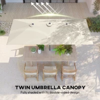 Outsunny Double-Sided Patio Umbrella Parasol with Tilt, Adjustable Height, Vents and 12 Ribs, for Garden, White(m-5)