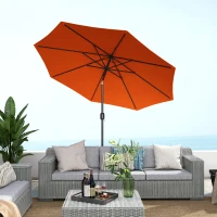 Outsunny 10' x 8' Round Market Umbrella, Patio Umbrella, Outdoor Parasol with Crank Handle, Tilt for Garden, Bench, Lawn, Orange(m-10)