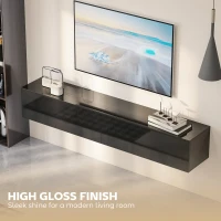 HOMCOM Floating TV Stand for TVs up to 75 Inch, 70.9" TV Cabinet, Entertainment Center with 2 Flip Doors, High Gloss Black(m-6)