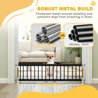 PawHut 26"-37" Dog Gate, Adjustable Pet Gate, Fits 10" Tall with 2 Extension, Pressure Mount Kit for Stairs and Doorways, Black(m-6)