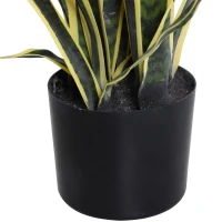 Outsunny 30" Artificial Snake Plant with 21 Leaves in Pot, Decorative Fake Plant for Home, Office, and Living Room, Green(m-5)