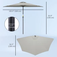 Outsunny 9ft Half Round Umbrella Outdoor Patio Garden Balcony Parasol Window Sun Shade w/ 5 Ribs Light Grey(m-3)