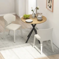 HOMCOM 31.5" Industrial Round Dining Table - White Oak(m-9)