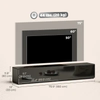HOMCOM Floating TV Stand for TVs up to 75 Inch, 70.9" TV Cabinet, Entertainment Center with 2 Flip Doors, High Gloss Black(m-3)