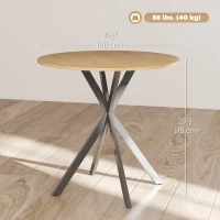 HOMCOM 31.5" Industrial Round Dining Table - White Oak(m-3)