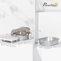 PawHut Stainless Steel Cat Litter Box with High Sided Enclosure, Step, Scoop, Non-Sticky & Anti-Urine Leakage, Easy Cleaning(m-3)