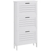 HOMCOM Modern Shoe Storage Cabinet with 3 Flip Drawers and Louvered Doors for 6 Pairs of Shoes, White(m-11)