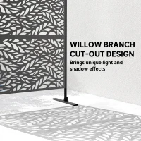 Outsunny Metal Outdoor Privacy Screen, Freestanding Outdoor Divider with Stand, 78" x 48", Black(m-4)