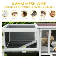 PawHut Rabbit Hutch, Wooden Guinea Pig Cage with Run, Openable Top, Pull Out Tray and Ramp, Water-Resistant Roof, Grey(m-9)