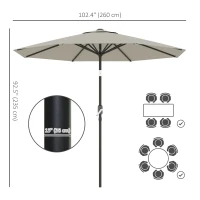 Outsunny Aluminum Patio Umbrella, Garden Outdoor Parasol, Sun Shelter, 8.5ft, Light Grey(m-3)