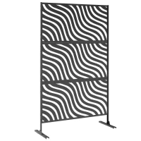 Outsunny Metal Outdoor Privacy Screen, Freestanding Outdoor Divider with Stand, 78" x 48", Black(m-11)