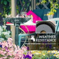 Outsunny 32" Bird Bath with Decorative Birds, Vintage Birdbath with Flower Planter Base for Garden, Bronze Green(m-6)