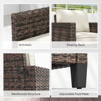 Outsunny Single Outdoor Wicker Chair, Rattan Patio Chair with Armrests and Cushions for Balcony, Porch, Deck, Cream White(m-6)