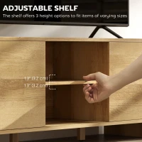 HOMCOM TV Stand for up to 55 Inch TV, Nordic Entertainment Center with 2 Cabinets and 2 Open Shelves for Living Room, Natural Wood(m-6)