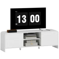 HOMCOM TV Stand for up to 65 Inch TV, Nordic Entertainment Center with 2 Cabinets and 2 Open Shelves for Living Room, White(m-11)