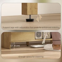 HOMCOM TV Stand for up to 55 Inch TV, Nordic Entertainment Center with 2 Cabinets and 2 Open Shelves for Living Room, Natural Wood(m-7)