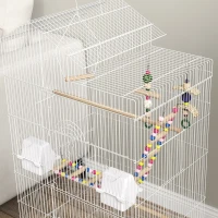 PawHut 39" Bird Cage for Budgie, Cockatiel, Conure, Small Birds, with Ladder, Swing, Toys, Perches, Tray, Feeding Bowls, Handle(m-9)