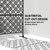 Outsunny Metal Outdoor Privacy Screen, Freestanding Outdoor Divider with Stand, 78" x 48", Black(m-4)