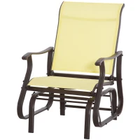 Outsunny Outdoor Glider Chair, Patio Glider with Steel Frame and Mesh Fabric, Outdoor Chair for Backyard, Garden, Porch, Beige(m-2)
