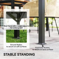 Outsunny 10' x 12' Outdoor Patio Gazebo, Soft Top Gazebo Canopy Shelter with Curtains, Netting, Steel Frame, Hooks, Dark Gray(m-7)