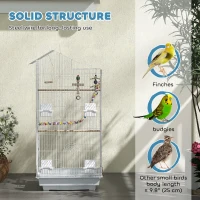 PawHut 39" Bird Cage for Budgie, Cockatiel, Conure, Small Birds, with Ladder, Swing, Toys, Perches, Tray, Feeding Bowls, Handle(m-6)