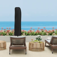 Outsunny 118.1" Patio Offset Umbrella with Cover and Wind Protection Strap,with Crank Handle and Tilt, UPF50+, Grey(m-10)