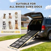 PawHut 75" Folding & Portable Dog Car Ramp for Large Dogs, Extra Long & Wide, for Car, SUV, Truck, RV, High Bed(m-3)