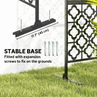 Outsunny Metal Outdoor Privacy Screen, Freestanding Outdoor Divider with Stand, 78" x 48", Black(m-6)