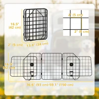 PawHut Dog Car Barrier for SUV, Adjustable Car Divider for Trunk Cargo Area, Heavy-Duty Steel Wire Mesh Barrier, Black(m-3)