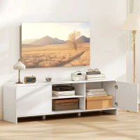 HOMCOM TV Stand for up to 65 Inch TV, Nordic Entertainment Center with 2 Cabinets and 2 Open Shelves for Living Room, White(m-8)