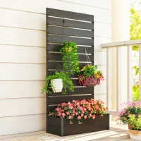 Outsunny Trellis Planter for Climbing Plants, Raised Garden Bed with Trellis, Planter Box for Outdoor Garden, Black(m-10)