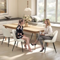 HOMCOM Set of 4 Modern Dining Chairs, Velvet Upholstered Kitchen Chairs with Steel Legs for Living Room, Cream White(m-6)