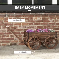 Outsunny Raised Garden Bed, Wooden Wagon Planter Boxes with Drainage Holes, for Vegetables Flowers Herbs, Carbonized(m-4)