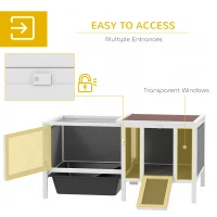 PawHut Rabbit Hutch, Wooden Guinea Pig Cage with Run, Openable Top, Pull Out Tray and Ramp, Water-Resistant Roof, Grey(m-7)