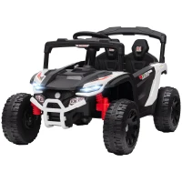 Qaba 12V Kids Ride On Truck, Battery Powered Electric UTV Vehicle with Rear Suspension, Remote Control for 3-8 Years, White(m-1)