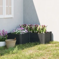 Outsunny Vinyl Raised Garden Bed Kit, 3 x 3 x 1ft Elevated Garden Box with Open Bottom, Screwless Outdoor Planter Box(m-8)