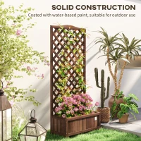 Outsunny Wood Planter with Trellis, Raised Garden Bed to Grow Vegetables for Backyard, 30" x 14" x 67", Dark Brown(m-7)