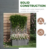 Outsunny Wood Planter with Trellis for Vine Climbing, Raised Garden Bed to Grow Vegetables for Backyard, 28" x 11" x 46", Grey(m-7)