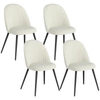 HOMCOM Set of 4 Modern Dining Chairs, Velvet Upholstered Kitchen Chairs with Steel Legs for Living Room, Cream White(m-11)