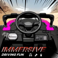 Qaba 12V Kids Ride On Truck, Battery Powered Electric UTV Vehicle with Rear Suspension, Remote Control for 3-8 Years, Pink(m-7)