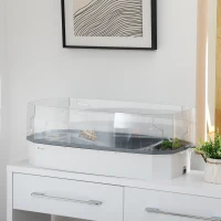 PawHut Turtle Tank Kit, Turtle Aquarium with Basking Platform, Water Pump, Filter Layer Design, Reptile Habitat(m-8)