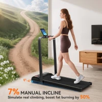 Soozier Walking Pad Treadmill, 0.6–6.2mph Foldable Under Desk Treadmill with Incline, Wheels, LED Display and Remote Control(m-5)