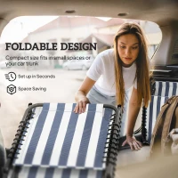 Outsunny 2 Folding Chaise Lounge Pool Chairs with 4-Position Reclining Back, Pillow, Breathable Mesh & Bungee Seat, Blue White(m-6)