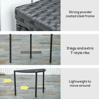 Outsunny Half Round Side Table, PE Rattan Coffee Table with Metal Frame for Patio, Garden, Balcony, Black(m-6)