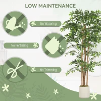 HOMCOM 6FT Artificial Banyan Tree Set of 2, Fake Potted Tree with Solid Wood Trunk and Pot for Indoor(m-5)