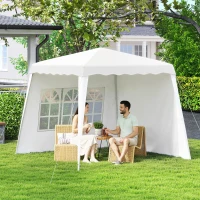 Outsunny Pop Up Canopy Tent with 2 Sidewalls, UV50+ Tents for Parties, Height Adjustable, with Carry Bag and Slant Legs, for Outdoor, Garden, Patio, 8 x 8ft Top / 9.5 x 9.5ft Base(m-1)