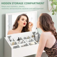 HOMCOM Modern Vanity Set with Makeup Table and Cushioned Stool, Dressing Table with Flip Top and Mirror for Bedroom, White(m-5)